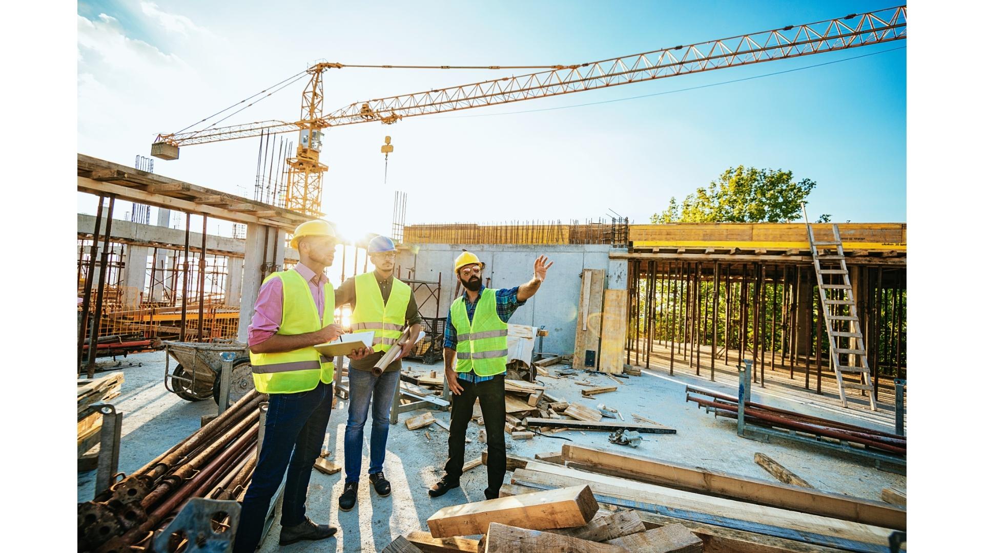 ngo-illustration-Artboard 5 Bauunternehmen auf einer Baustelle mit Fokus auf Datenschutz und Datenschutzbeauftragte